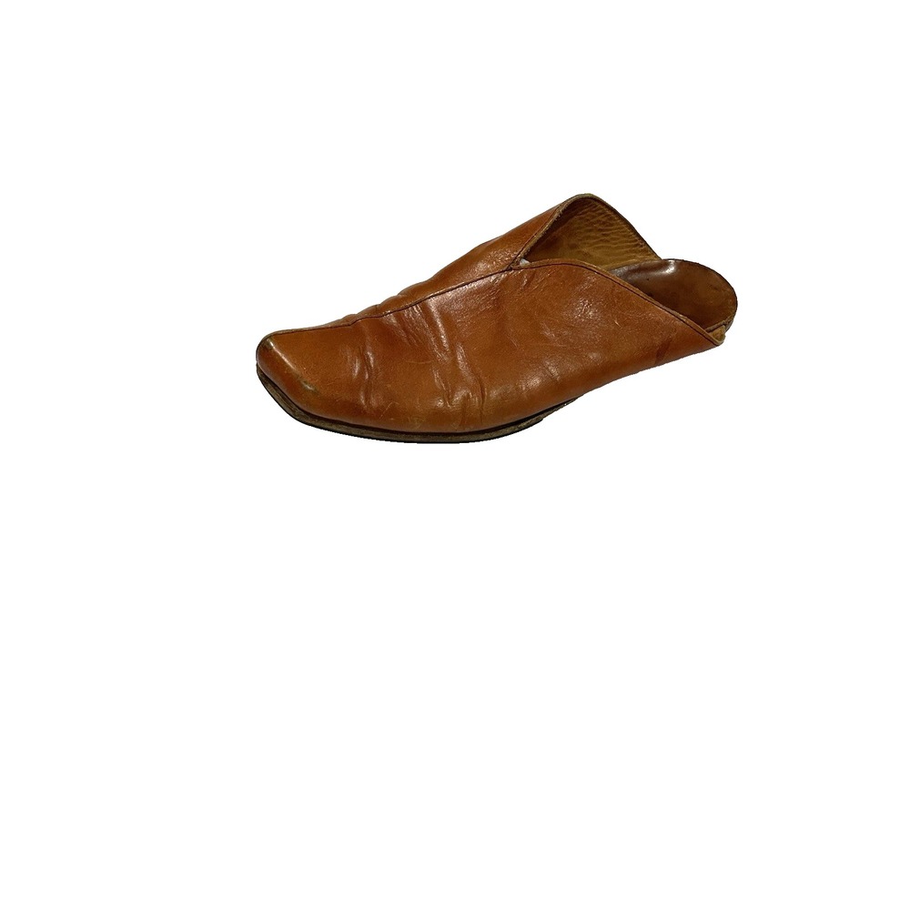 CYDWOQ Vintage Hand Sculpted in USA 39 1/2 US 9 Brown Leather Slip On Flats Mule - Picture 4 of 7